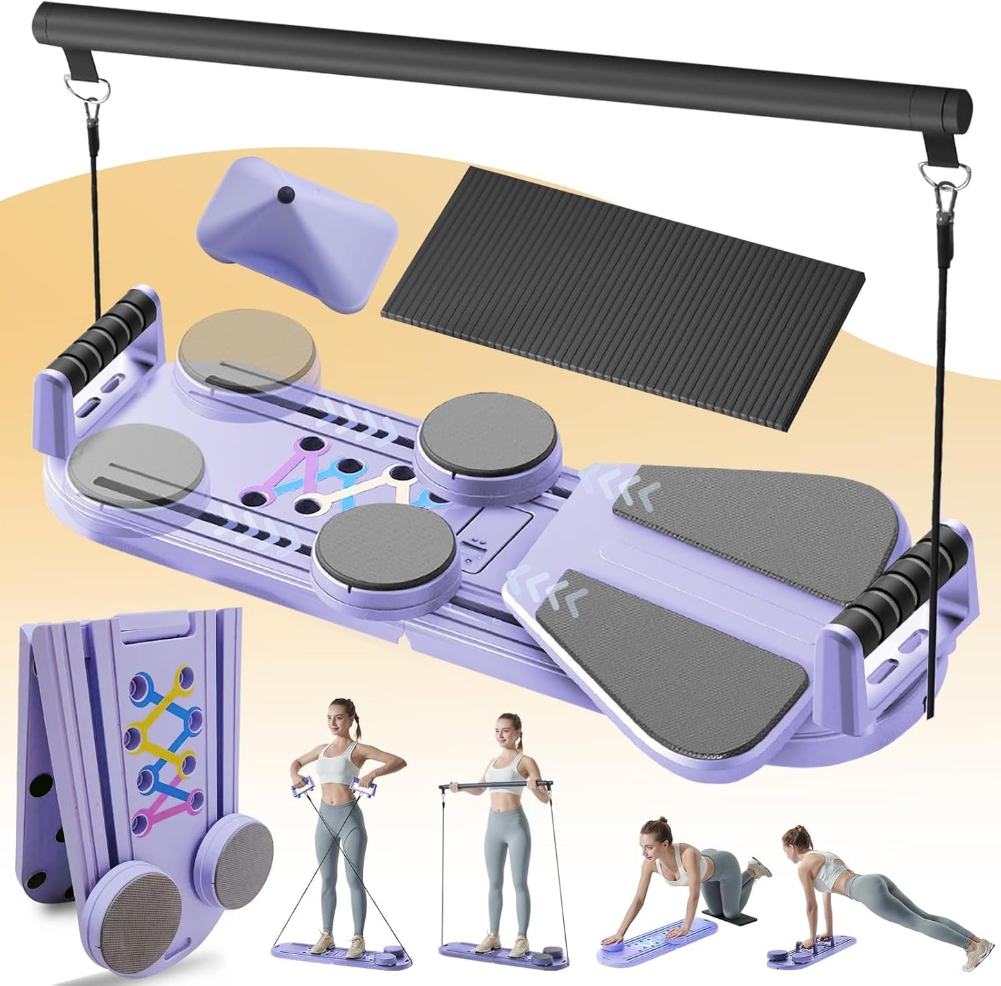 NIVOR 8-in-1 Foldable Pilates Board – Full Body Home Workout